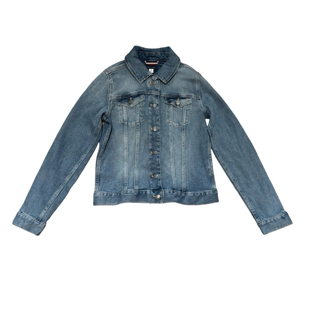 Tommy Hilfiger Light Wash Stretch Denim Jacket | Button Front Jean Jacket | XS